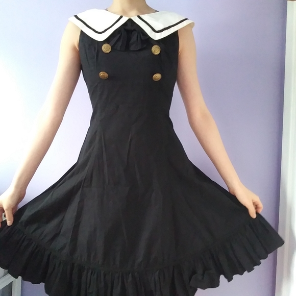 Dresses & Skirts - Lolita style black sailor dress with corset and bow